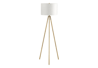 63" Matte Gold Floor Lamp with Cream Drum Shade