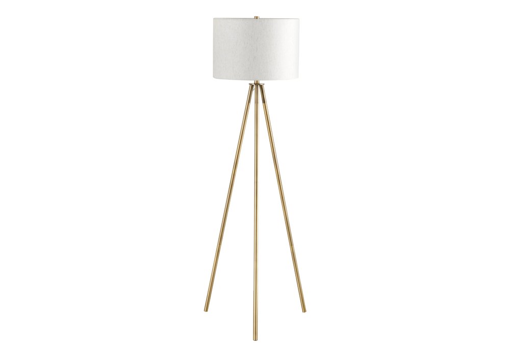 63" Matte Gold Floor Lamp with Cream Drum Shade — view 2
