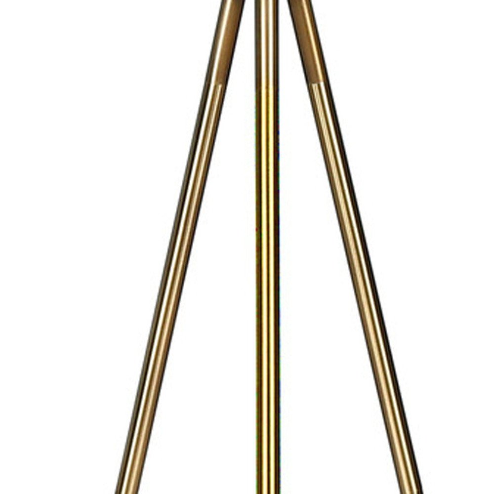 63" Matte Gold Floor Lamp with Cream Drum Shade — view 7