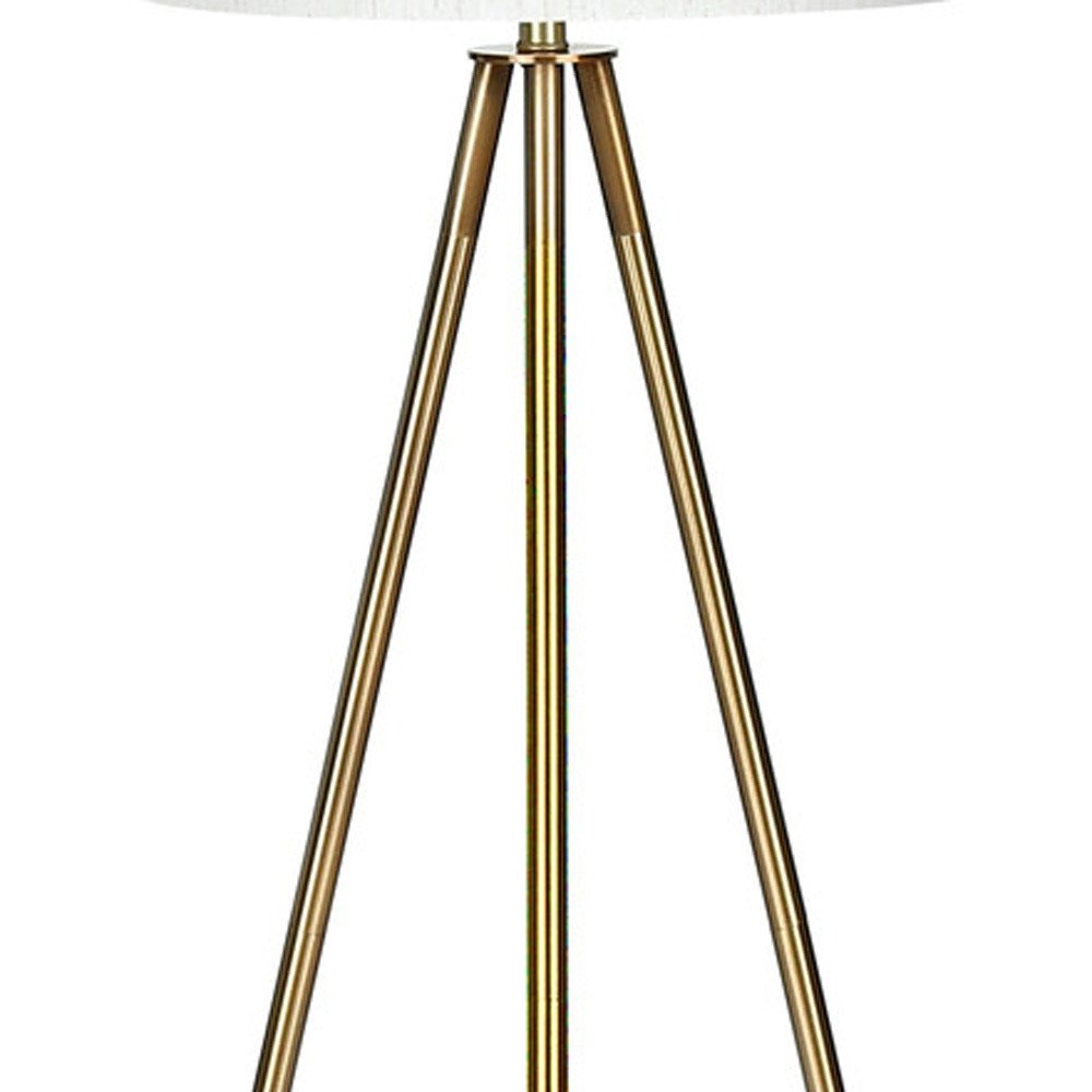 63" Matte Gold Floor Lamp with Cream Drum Shade — view 8