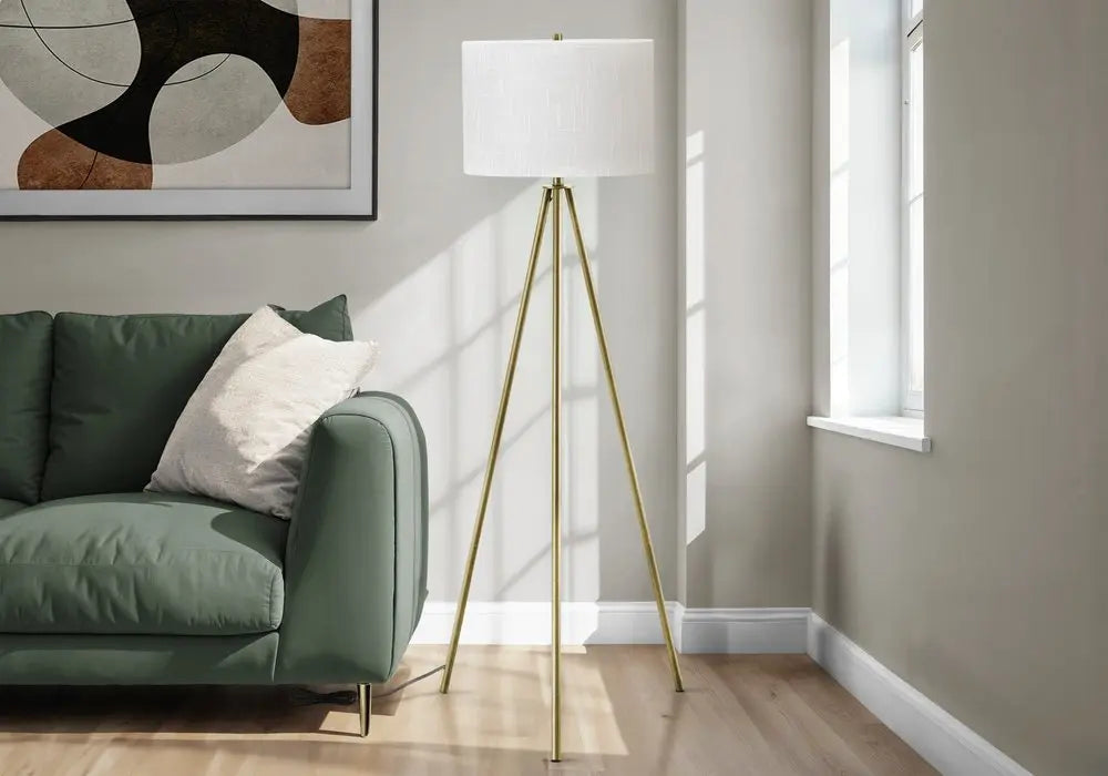 63" Matte Gold Floor Lamp with Cream Drum Shade HomeRoots