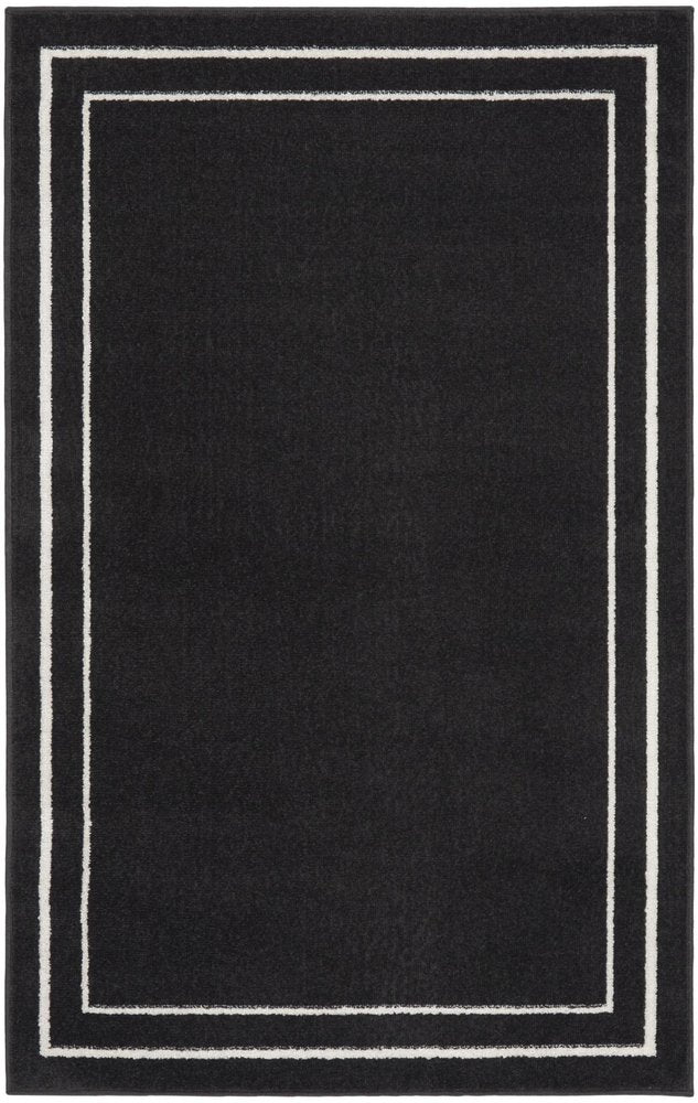 3' X 5' Black And Ivory Indoor Outdoor Area Rug — view 8