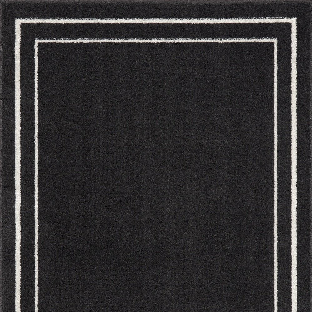 3' X 5' Black And Ivory Indoor Outdoor Area Rug — view 2