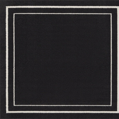 5' Black And Ivory Square Indoor Outdoor Area Rug HomeRoots