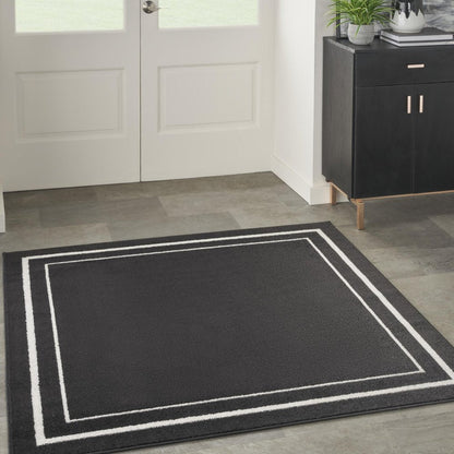 5' Black And Ivory Square Indoor Outdoor Area Rug HomeRoots