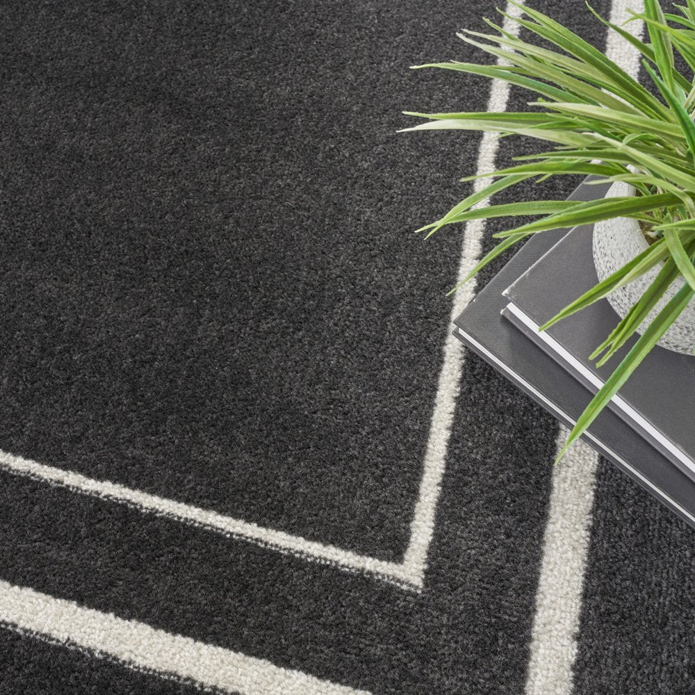 5' Black And Ivory Square Indoor Outdoor Area Rug HomeRoots
