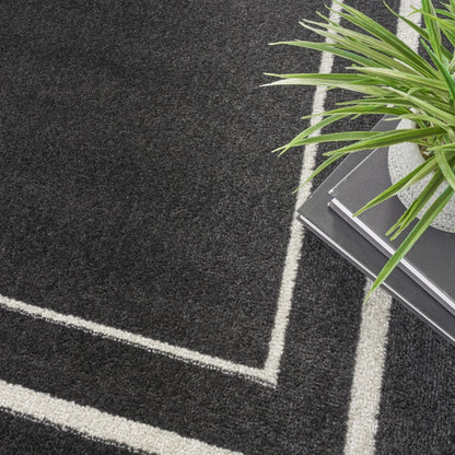 5' Black And Ivory Square Indoor Outdoor Area Rug HomeRoots