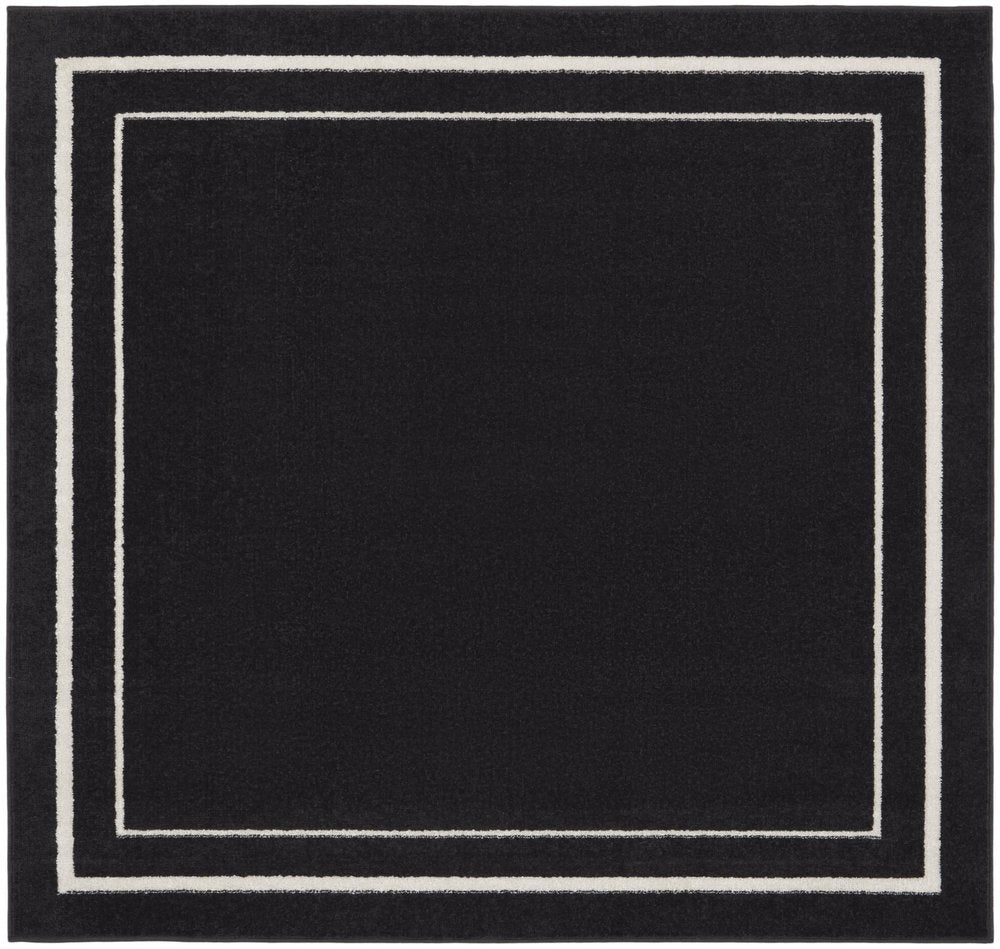 5' Black And Ivory Square Indoor Outdoor Area Rug HomeRoots