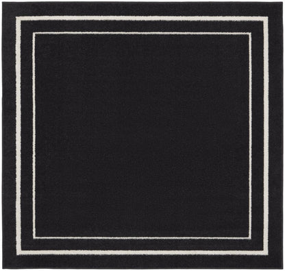 5' Black And Ivory Square Indoor Outdoor Area Rug HomeRoots