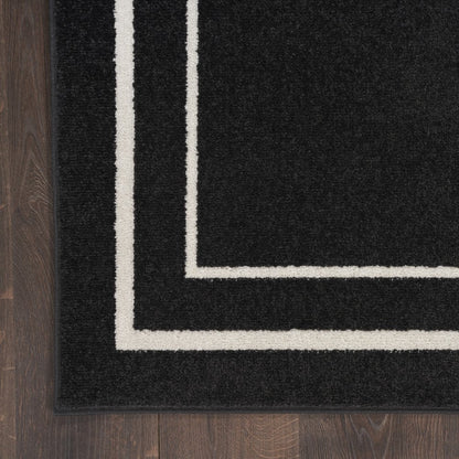 5' Black And Ivory Square Indoor Outdoor Area Rug