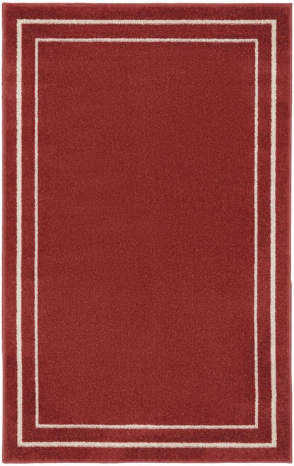 3' X 5' Red And Ivory Indoor Outdoor Area Rug