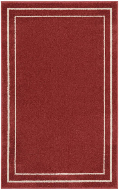 3' X 5' Red And Ivory Indoor Outdoor Area Rug
