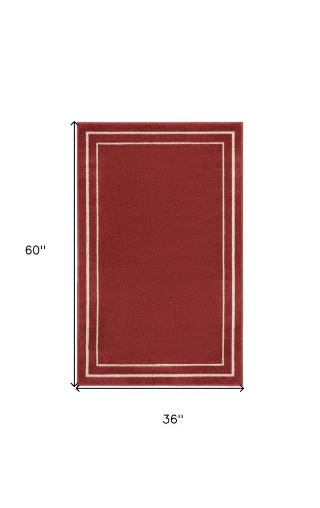 3' X 5' Red And Ivory Indoor Outdoor Area Rug