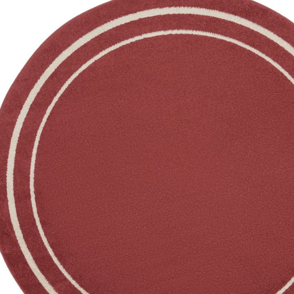 6' Red And Ivory Round Indoor Outdoor Area Rug HomeRoots