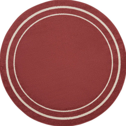 6' Red And Ivory Round Indoor Outdoor Area Rug HomeRoots