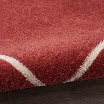 6' Red And Ivory Round Indoor Outdoor Area Rug HomeRoots