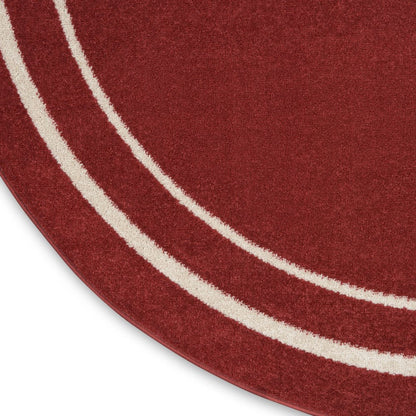 6' Red And Ivory Round Indoor Outdoor Area Rug HomeRoots