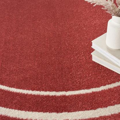 6' Red And Ivory Round Indoor Outdoor Area Rug HomeRoots