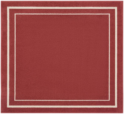 5' Red And Ivory Square Indoor Outdoor Area Rug HomeRoots