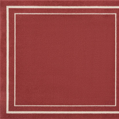5' Red And Ivory Square Indoor Outdoor Area Rug HomeRoots