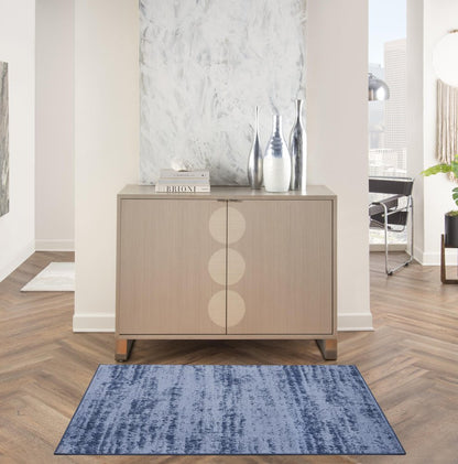 2' X 4' Denim Blue And Navy Blue Abstract Indoor Outdoor Area Rug HomeRoots