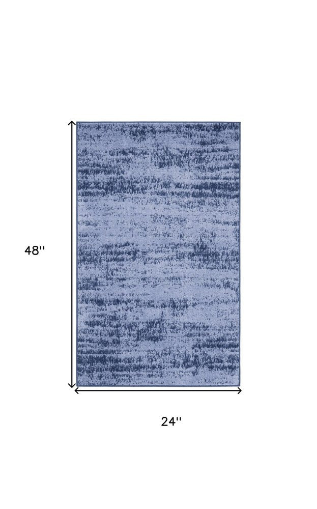 2' X 4' Denim Blue And Navy Blue Abstract Indoor Outdoor Area Rug HomeRoots