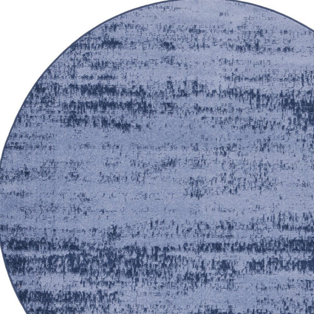 4' Denim Blue And Navy Blue Round Abstract Indoor Outdoor Area Rug HomeRoots