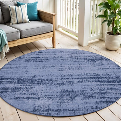 4' Denim Blue And Navy Blue Round Abstract Indoor Outdoor Area Rug HomeRoots