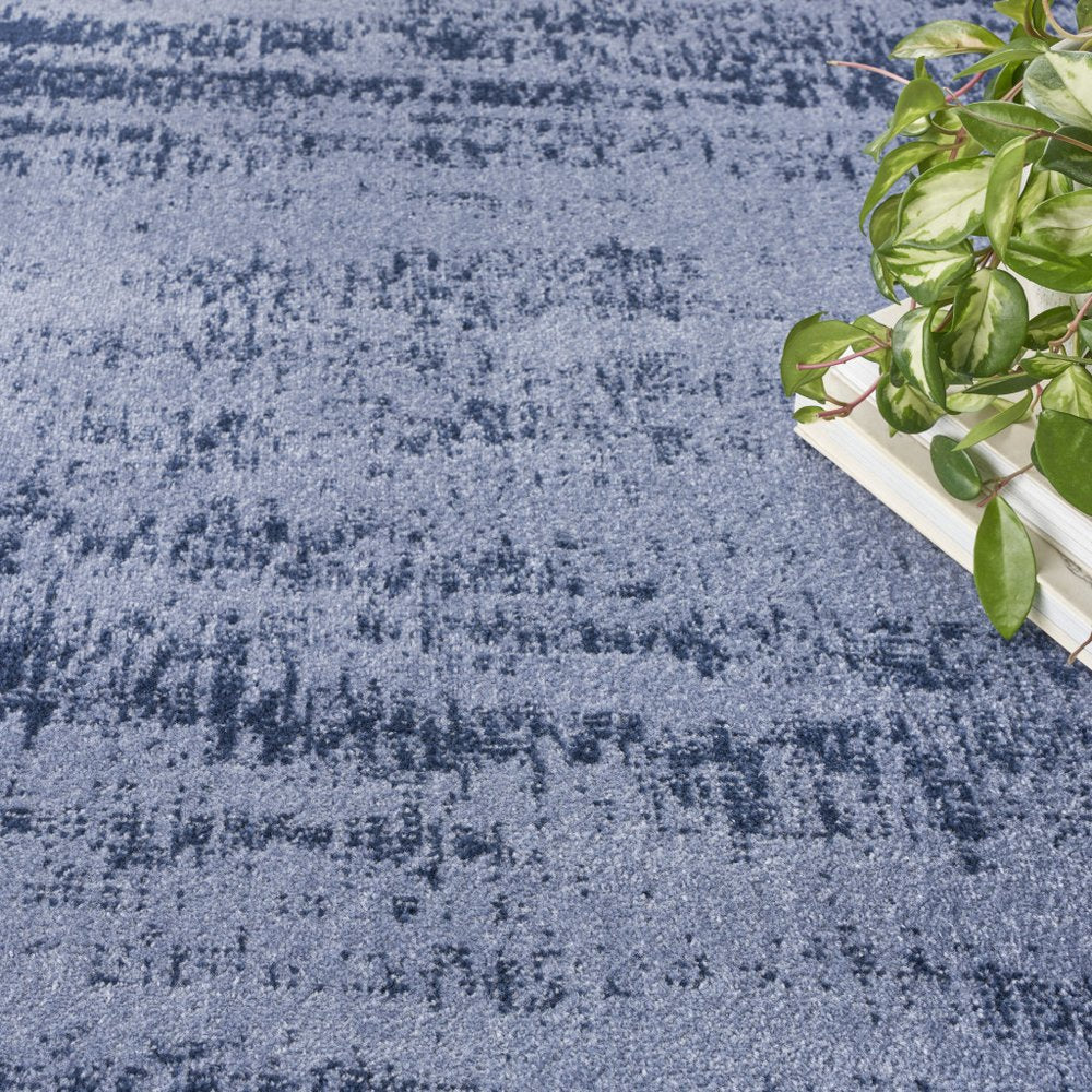 4' Denim Blue And Navy Blue Round Abstract Indoor Outdoor Area Rug HomeRoots