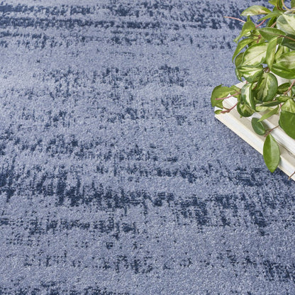 4' Denim Blue And Navy Blue Round Abstract Indoor Outdoor Area Rug HomeRoots