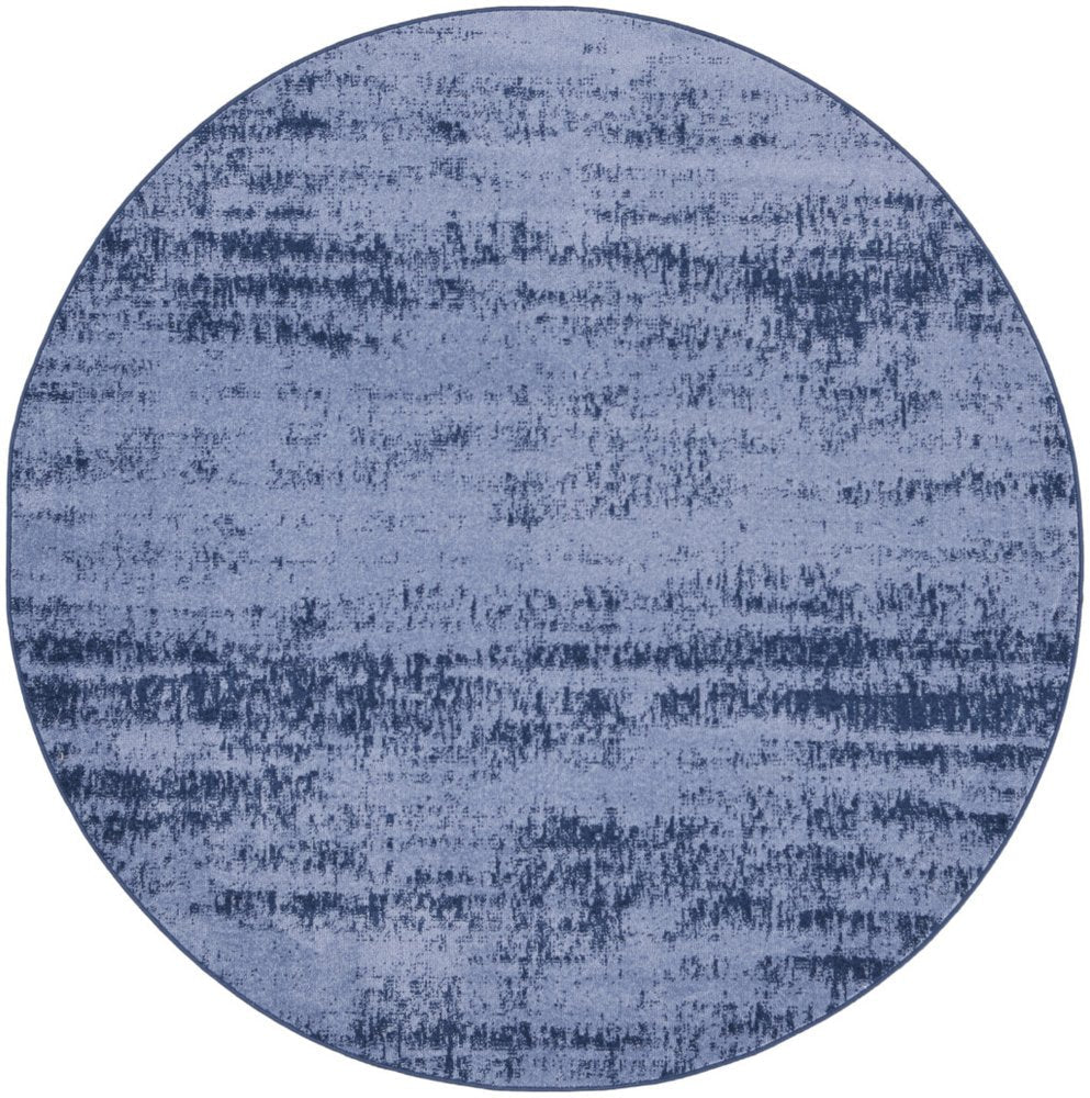 4' Denim Blue And Navy Blue Round Abstract Indoor Outdoor Area Rug HomeRoots