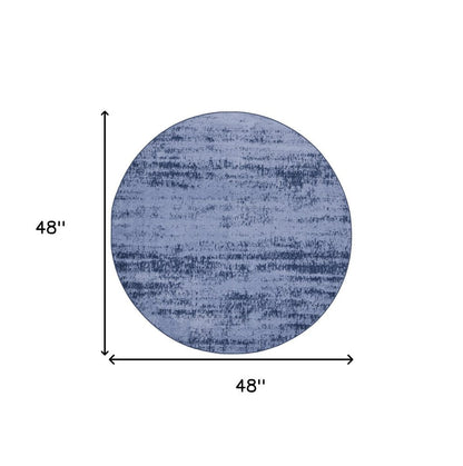 4' Denim Blue And Navy Blue Round Abstract Indoor Outdoor Area Rug HomeRoots