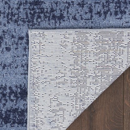 5' Denim Blue And Navy Blue Square Abstract Indoor Outdoor Area Rug