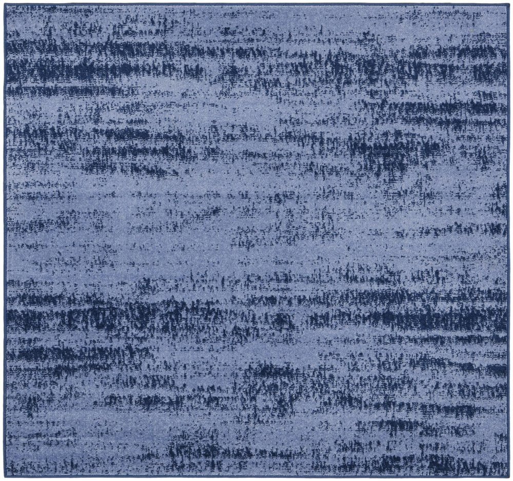 5' Denim Blue And Navy Blue Square Abstract Indoor Outdoor Area Rug — view 7