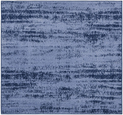 5' Denim Blue And Navy Blue Square Abstract Indoor Outdoor Area Rug