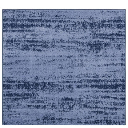 5' Denim Blue And Navy Blue Square Abstract Indoor Outdoor Area Rug