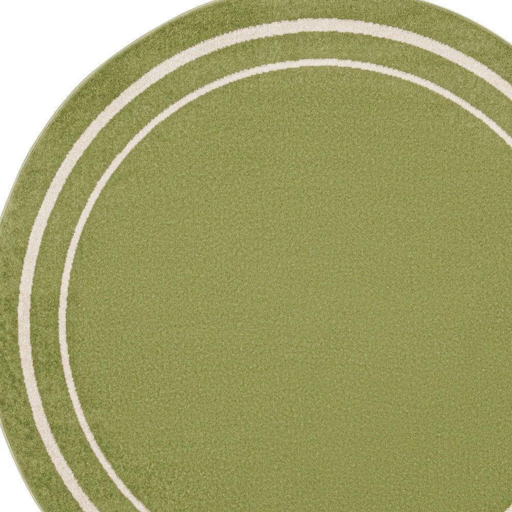 4' Green And Ivory Round Indoor Outdoor Area Rug HomeRoots