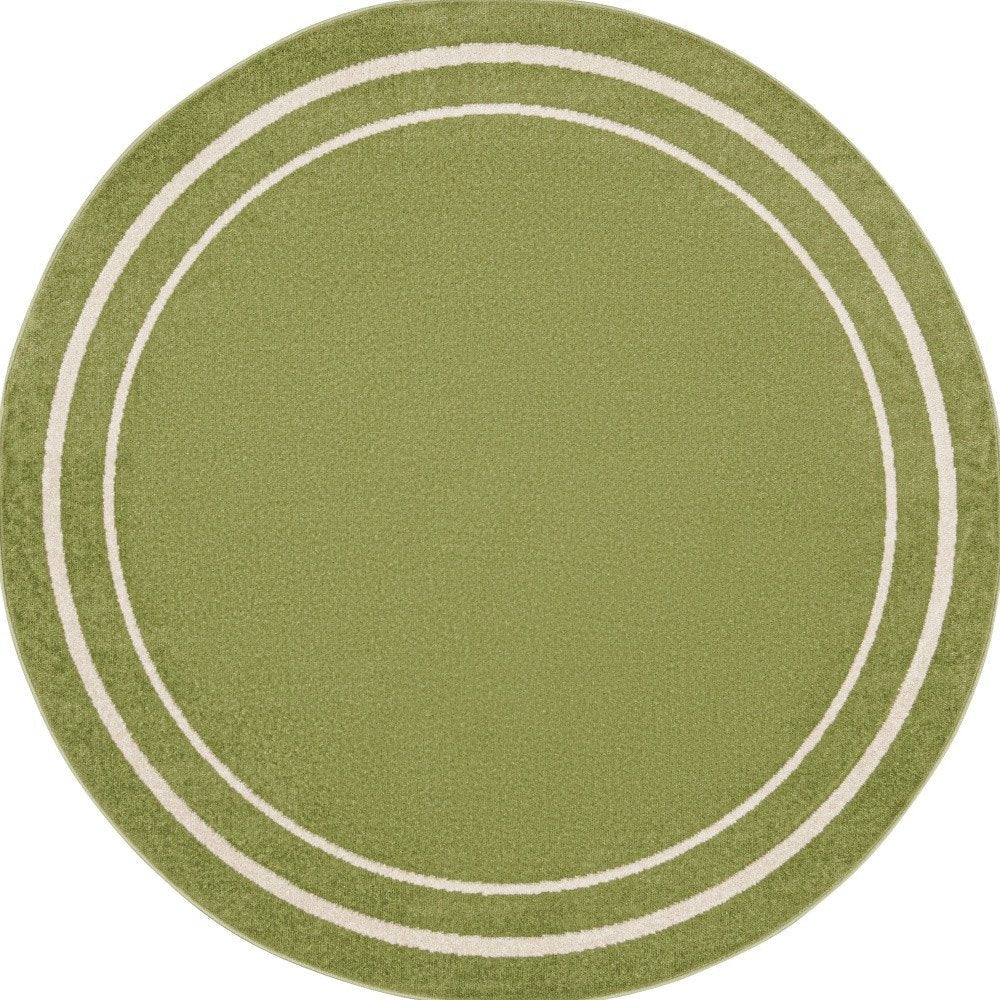 4' Green And Ivory Round Indoor Outdoor Area Rug — view 3