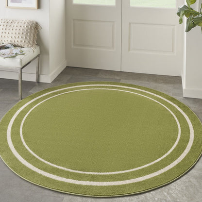 4' Green And Ivory Round Indoor Outdoor Area Rug HomeRoots