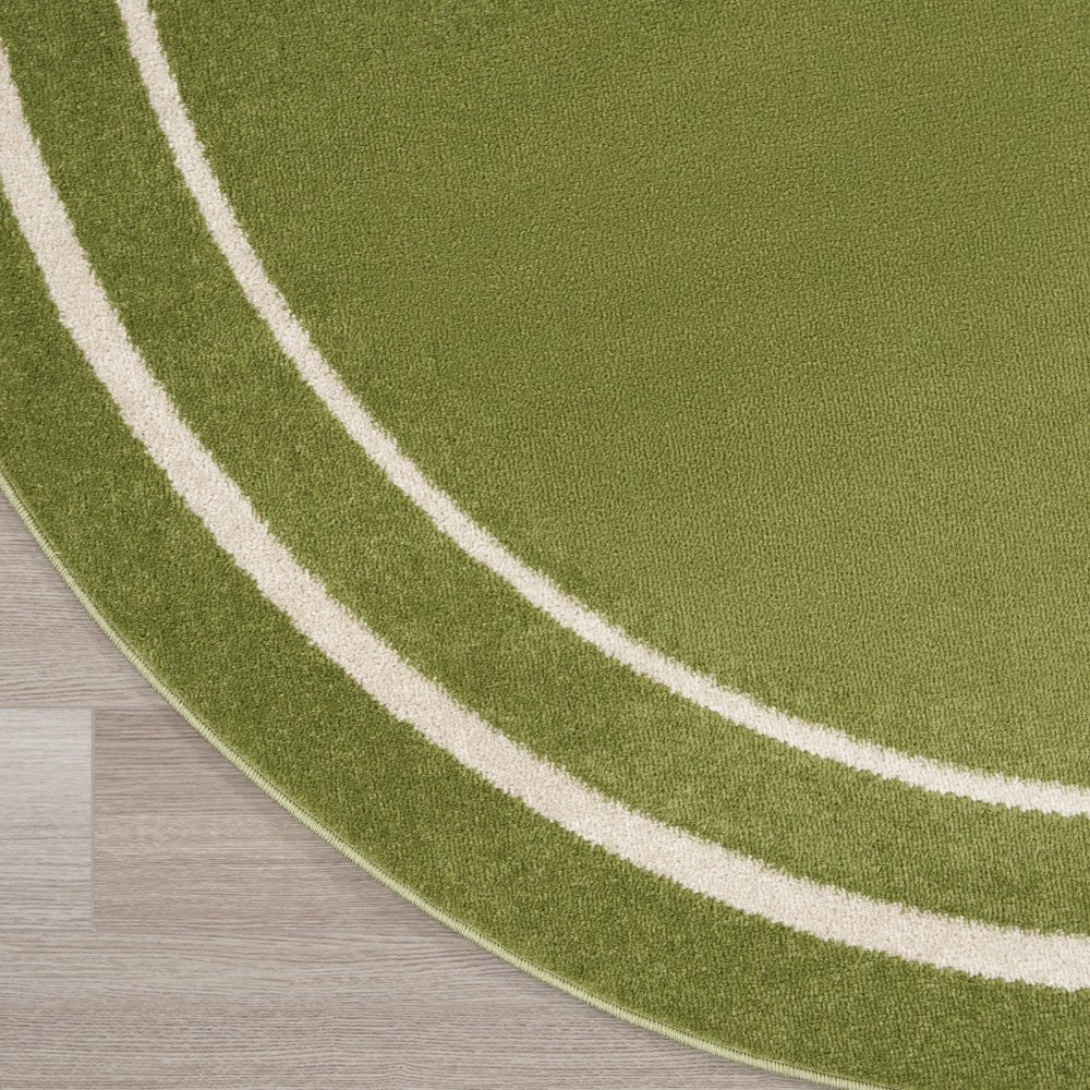4' Green And Ivory Round Indoor Outdoor Area Rug HomeRoots