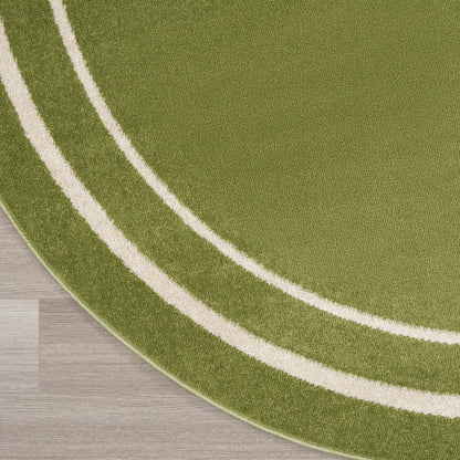 4' Green And Ivory Round Indoor Outdoor Area Rug HomeRoots