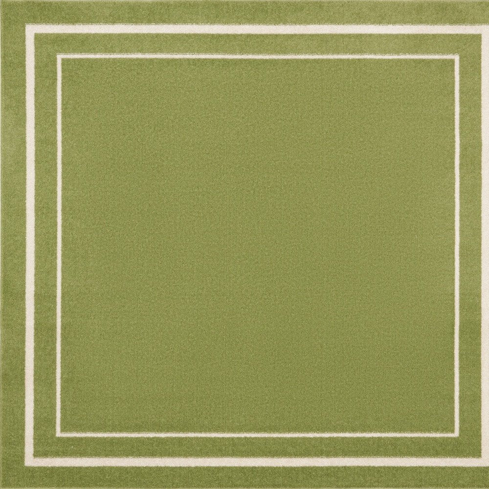 5' Green And Ivory Square Indoor Outdoor Area Rug HomeRoots