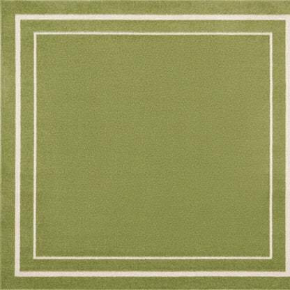 5' Green And Ivory Square Indoor Outdoor Area Rug HomeRoots