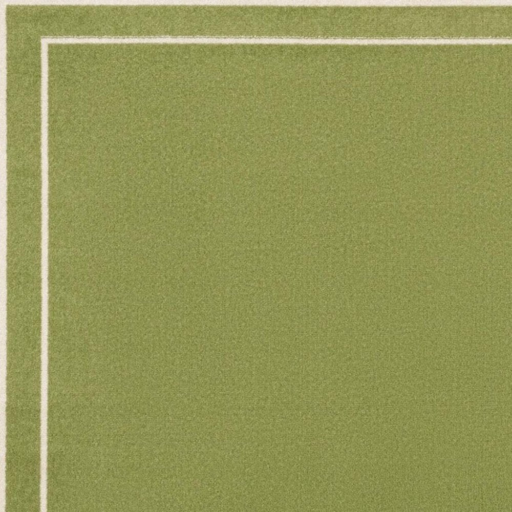 5' Green And Ivory Square Indoor Outdoor Area Rug — view 13
