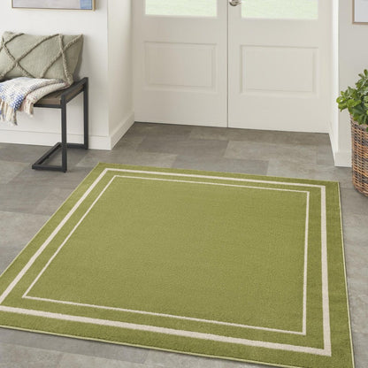 5' Green And Ivory Square Indoor Outdoor Area Rug HomeRoots