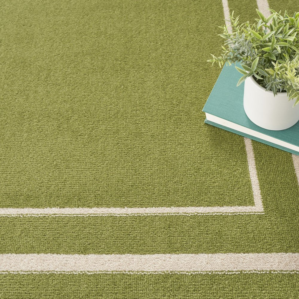 5' Green And Ivory Square Indoor Outdoor Area Rug HomeRoots