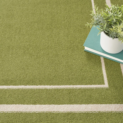 5' Green And Ivory Square Indoor Outdoor Area Rug HomeRoots