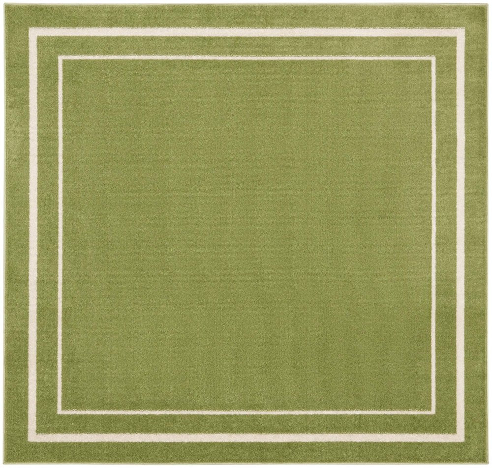 5' Green And Ivory Square Indoor Outdoor Area Rug HomeRoots