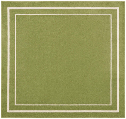 5' Green And Ivory Square Indoor Outdoor Area Rug HomeRoots