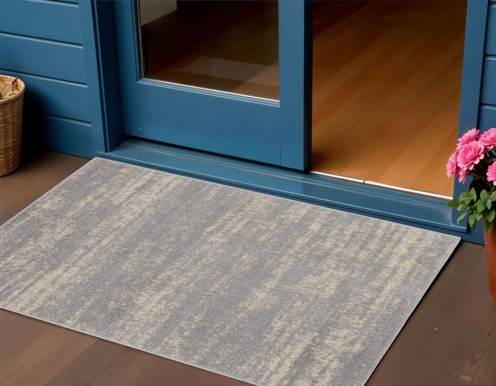 2' X 4' Gray And Beige Abstract Indoor Outdoor Area Rug HomeRoots